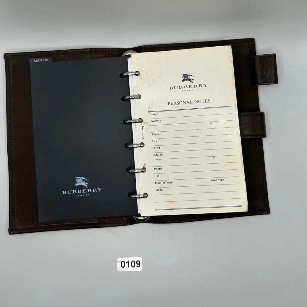 Burberry Haymarket‎ Check Agenda Planner  Brown Leather Trim#109